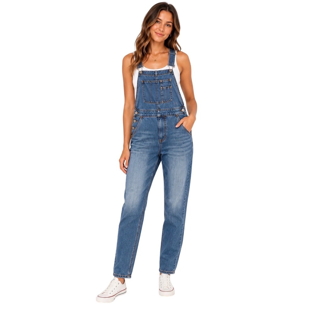 NWT TNR Jeans Blue Denim Overalls JO21584 Straight Leg Bib Jumpsuit Small